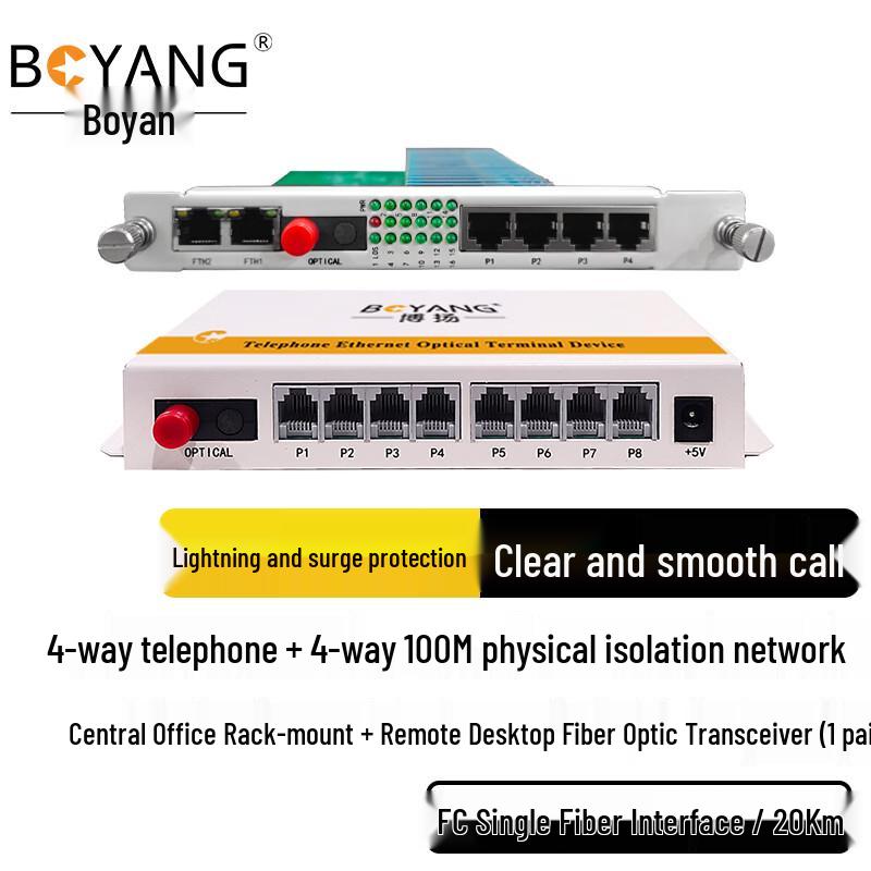 

BOYANG 4-Port Phone & Ethernet Fiber Optic Converter