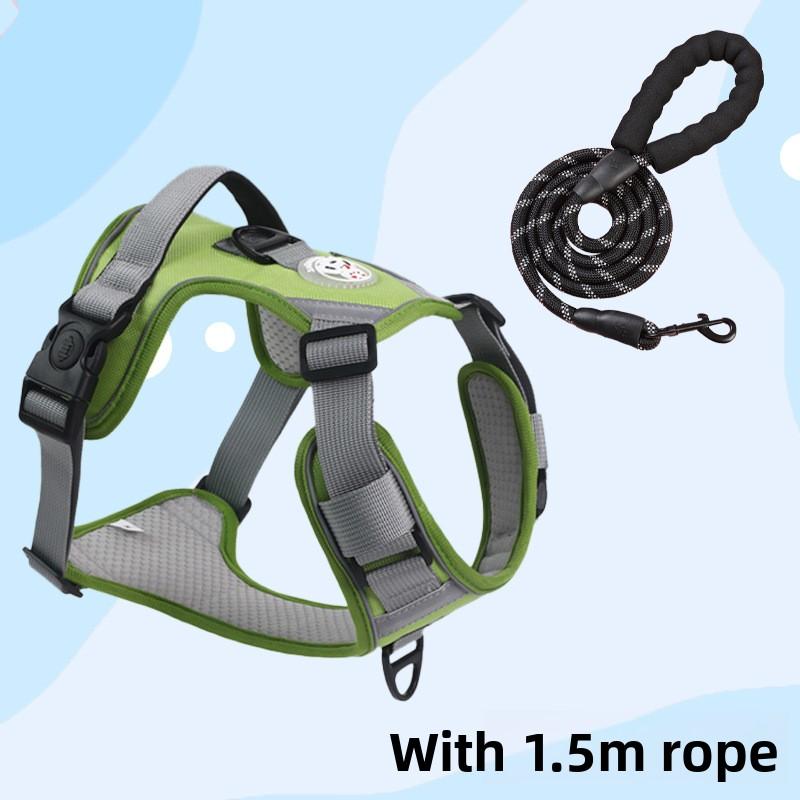

Новая шлейка для собак большого размера, защита от побега, взрывозащищенная, жилетного типа, дышащие товары для питомцев S зелёный