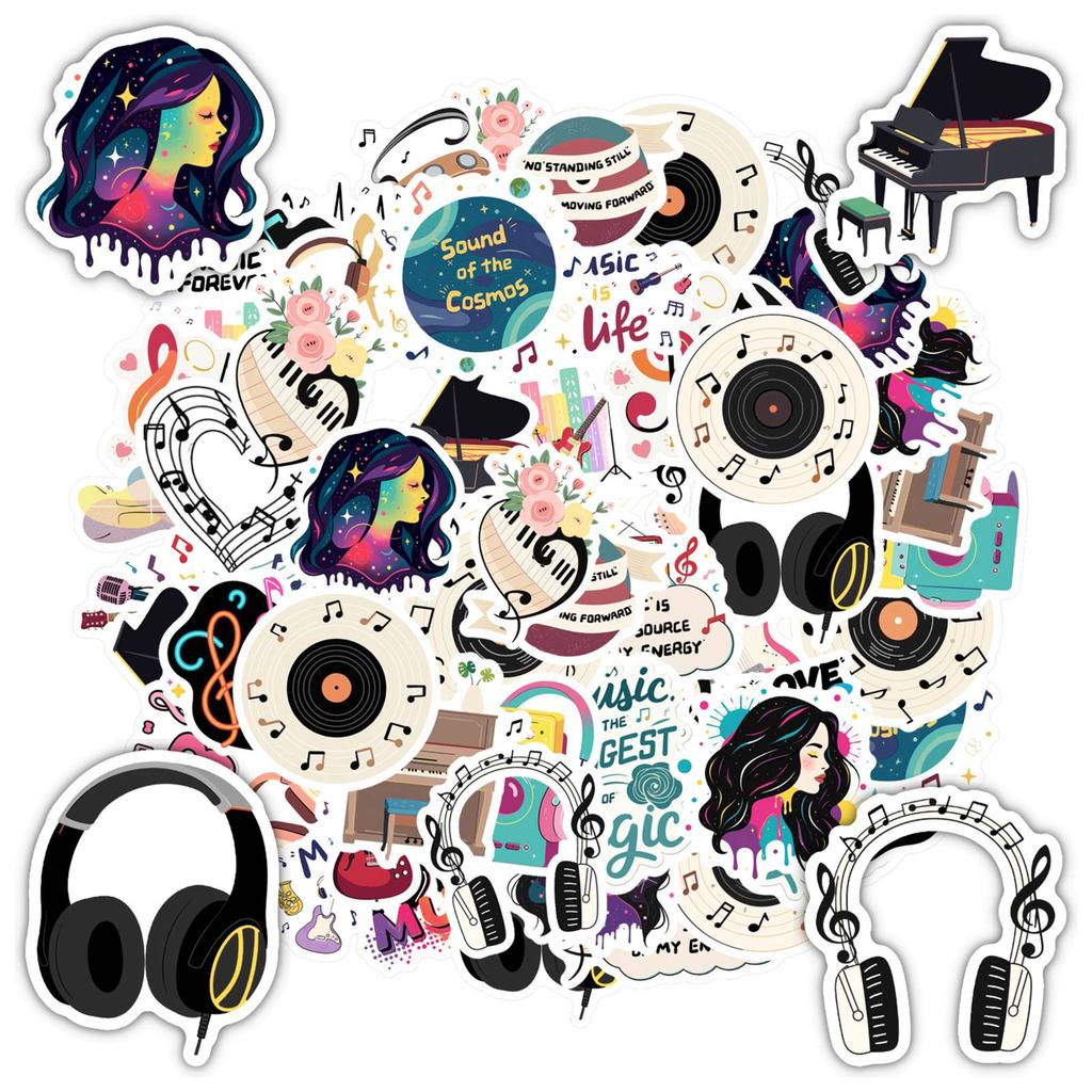 35pcs Colorful Instruments Stickers Retro Retro Teacher Reward Stickers Sticker Pack For Laptop Motorcycle Luggage Phone DIY