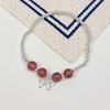s925 sterling silver strawberry crystal bow bracelet for girls, Instagram summer sweet and girlish, simple elastic string