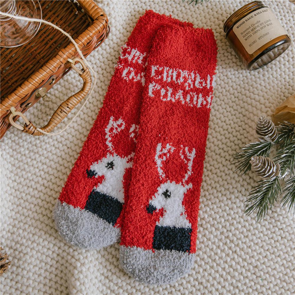 Cozy Coral Fleece Christmas Socks - Thick, Warm Plush Sleep Socks for Men & Women Couples, Perfect Gift