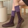 Slim Fit Slouchy Socks Polka Dot Pattern Dress Socks Vintage Stacked Socks Winter Season
