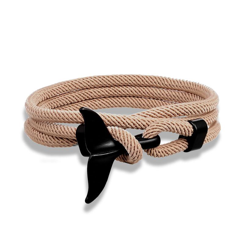 Whale Tail Anchor Bracelets Men Multilayer Charm Rope Chain Bracelet Male Women Navy Wrap Metal Sport Hook