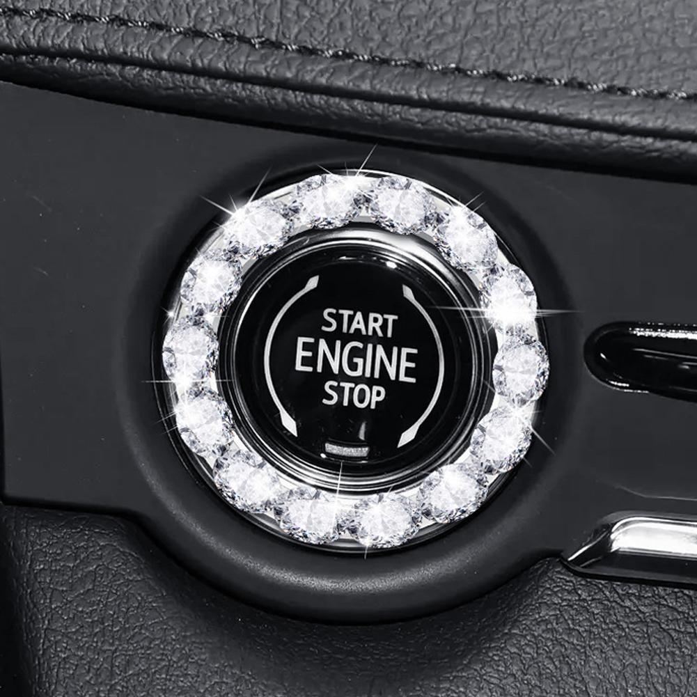 Inel cu Diamante Buton Pornire Motor cu Aprindere Auto cu Strasuri Design Inel Aprindere Decor Aprindere