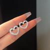 Sweet Personality Irregular Pleated Hollowed-out Heart-shaped Piercing Stud Earrings for Women Korean Fashion Jewelry Accessory