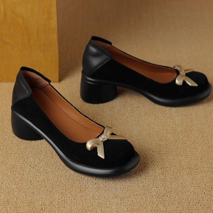 

Женские туфли-лодочки с круглым носком, на среднем каблуке, с бантом, на платформе, Мэри Джейн, для женщин, весна и осень, по акции, элегантные, молодежные, 39 размер 40