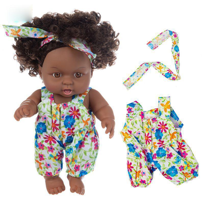 8 Inch African Black Baby Doll Realistic Cute Lifelike Play Doll With Clothes For Kids Perfect For