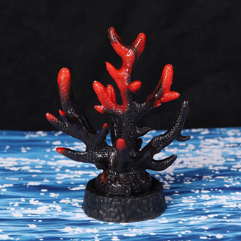 Ornamental Coral Fish Tank Decor: Ironwood Branch with Artificial Plants for Saltwater Aquarium Scenery