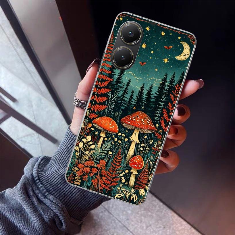 Colorful Mushroom Phone Case For Xiaomi Poco X7 X6 X5 Pro F7 Ultra Redmi 15C 15 13 13C 12 12C 10 10A 10C 9 9A 9C 9T Shell Poco X