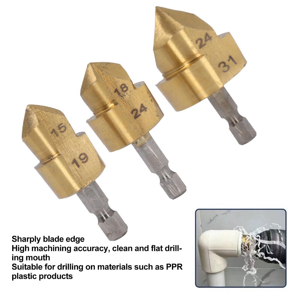 3pcs Hexagon Shank Water Pipe Expansion Drill 1/4 Inch Hex Shank Stepped Drill Bit  PPR Water Pipe