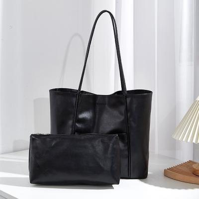Spring New Women's Bag Soft Leather Solid Color Shoulder Tote Bag Large Capacity Student Bag Business Portable Mother and Child Bag
