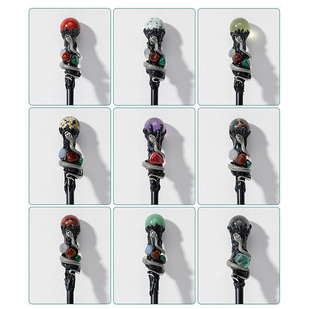 Witch Natural Crystal Magic Wand Handcrafted Magic Cane Natural Crystal Ball Scepter  Cosplay