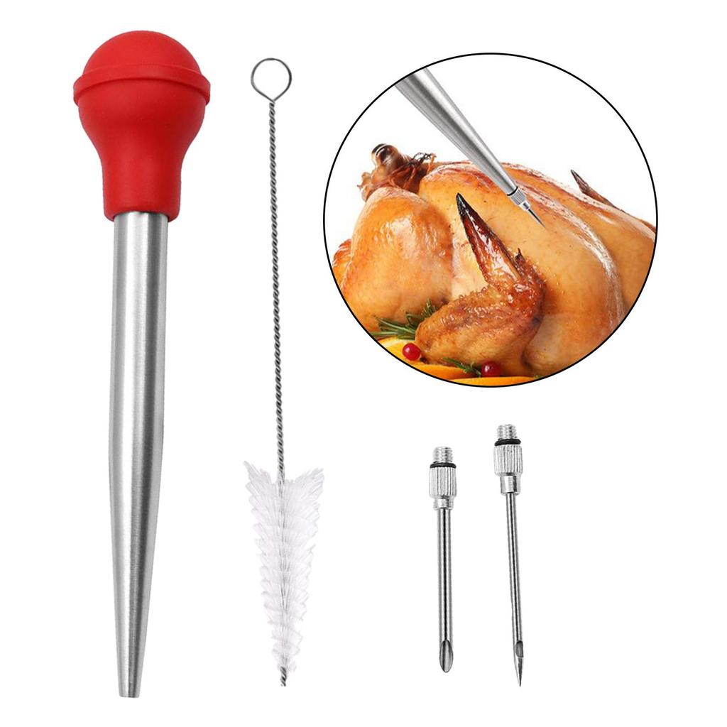 Stainless Steel Turkey Seasoning Tool Manual Pump for Red