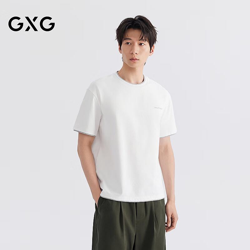 GXG Men s Faux Two-Piece Contrast Crewneck Short Sleeve T-Shirt S