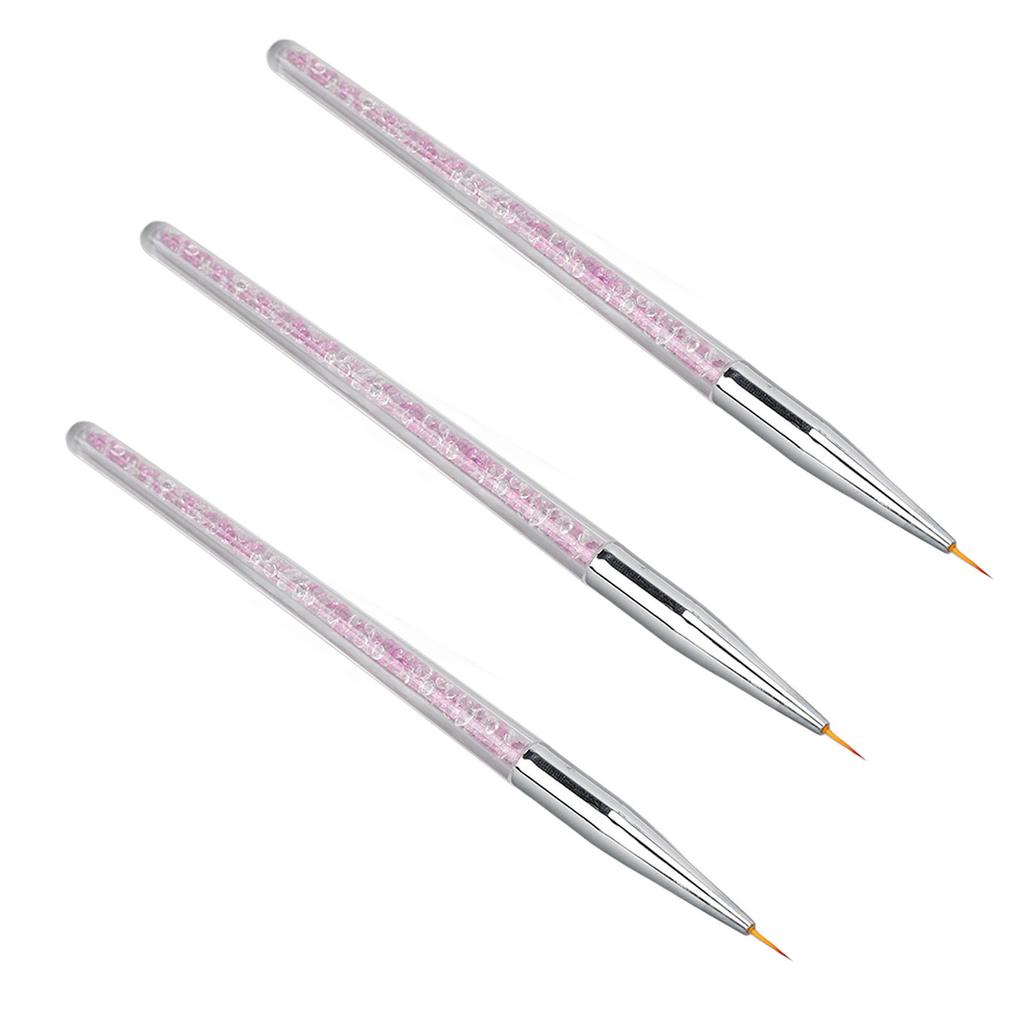 3Pcs Nail Art Liner Brush Comfortable Dustproof Multipurpose Nail Art Point Drill Drawing Brush Pen for Home Nail Salon