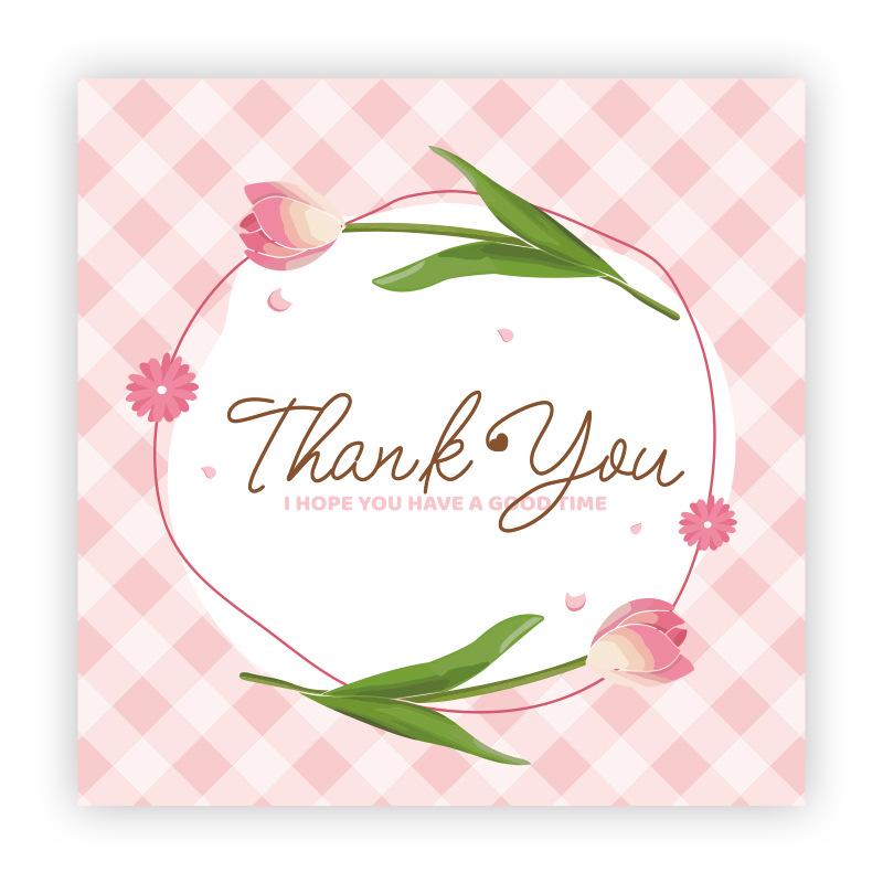 Cartoon Thank You Card Square - Handwritten Festival Greeting Card Gift Packaging Decoration