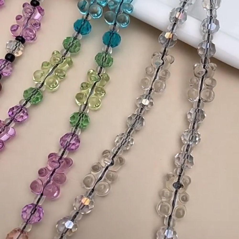 Acrylic Acrylic Bear Phone Chain Beaded Acrylic Cellphone Wrist Strap  Headphone Case Pendant