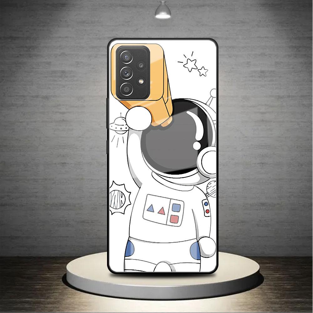 

Милый стеклянный чехол с астронавтом для Samsung Galaxy A52 A71 A50 A51 A70 A21s A31 A72 A10 A12 A30 A22 5G, чехол для телефона Samsung A53 5G
