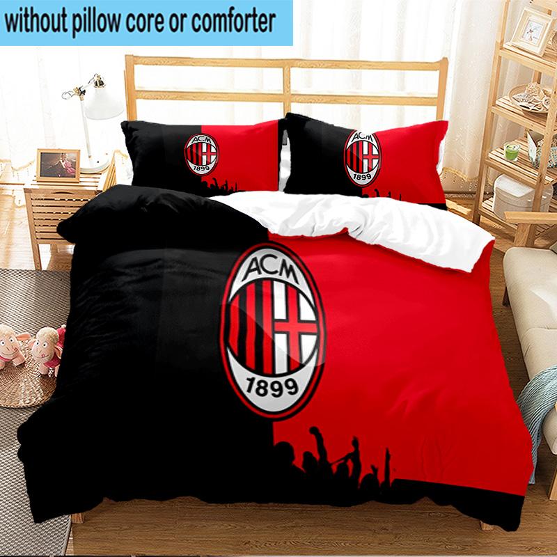 3PCS Ac Milan Crest Celebration Bedding Set For Bedroom, Dormitory,Including 1pc Duvet Cover And 2pcs Pillowcases Large size Fan gift