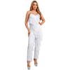 Women’s Ballroom Latin Bodysuit S-XXL Shiny Sequin Tiered Fringe Cami Jumpsuit Long Pants Unitard for Salsa Cha-Cha Tango Performance