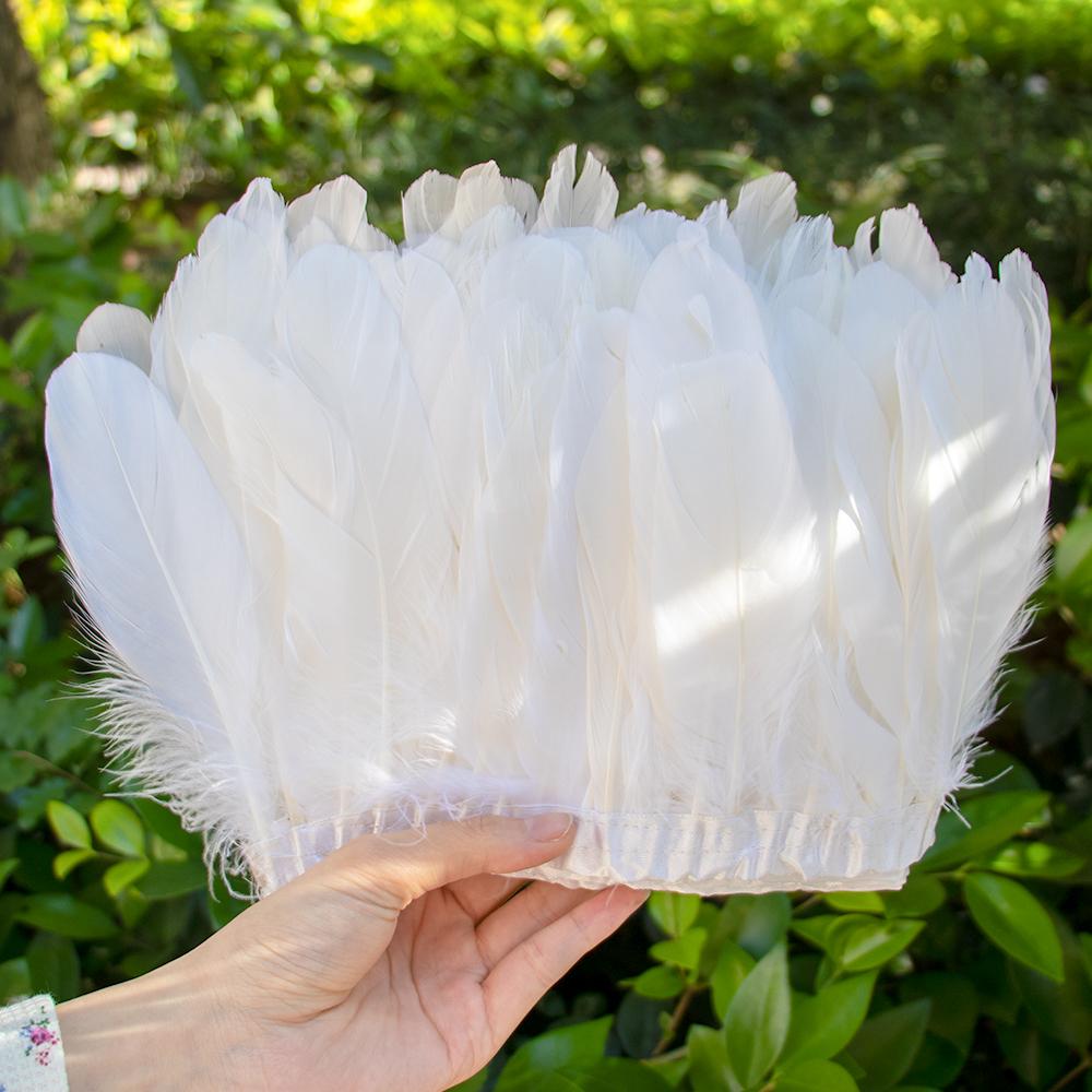2 Meter Natural Dyed Goose Feather Trim Fringe Ribbon for Wedding Decor Costume Accessories DIY Crafts Gift Wrapping Supplies