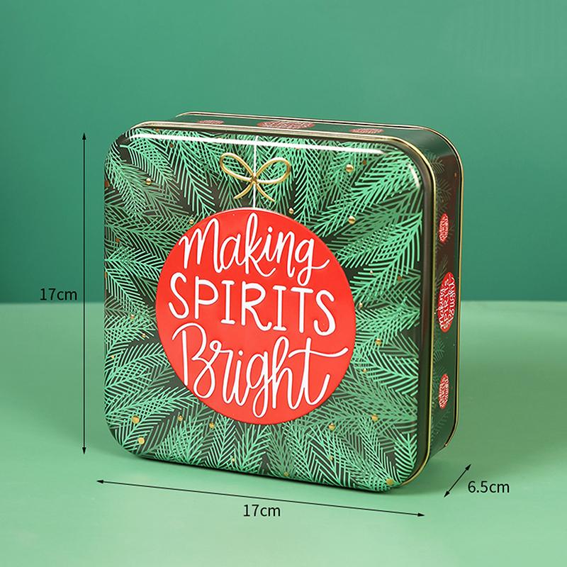 Cute Cartoon Christmas Candy Storage Box Tinplate Square Gift Box Xmas Candy Cookie Box Home Storage Large Capacity Metal Can