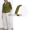 Spring New Women's Clothing Casual Single Row Multi-Buckle Cut Out Embroider Long Sleeves Lapel Shirt 4786075