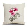 Chinese Style Series Ink Flower and Grass Print Pillow Linen Print New Chinese Style Home Sofa Pillow Living Room Bedroom