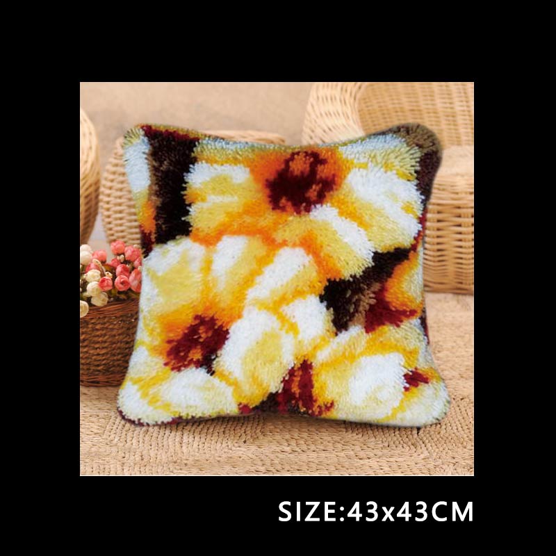 DIY Carpet Embroidery Latch Hook Kit Plant Series Segment Embroidery Pillow Flowers Grass Coarse Wool Cross Stitch 3D Latch Hook
