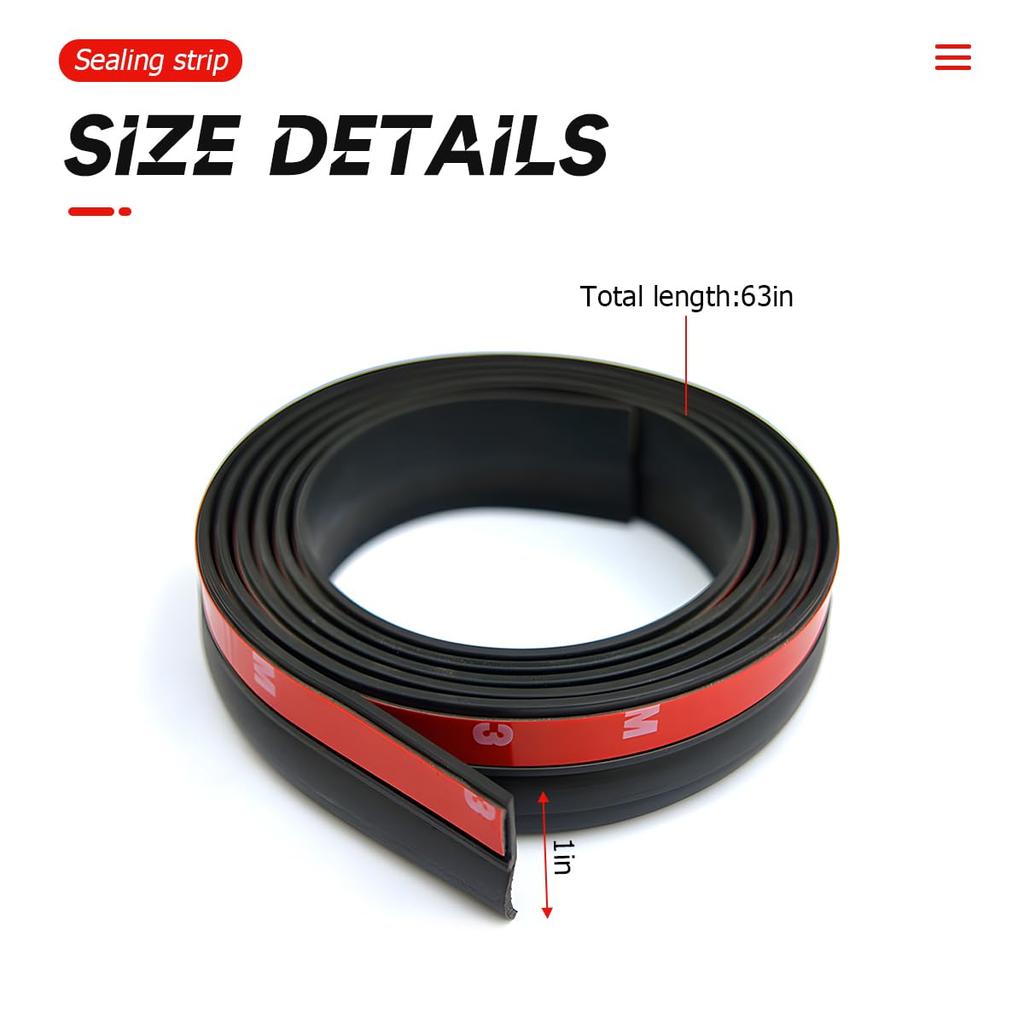 BELOMI 1.6m/5.25ft Car Weather Sealing Strip for SUV MPV Hatchback Trunk Lid Gap Rubber Trunk Sealing Strip Waterproof Dustproof (Black)