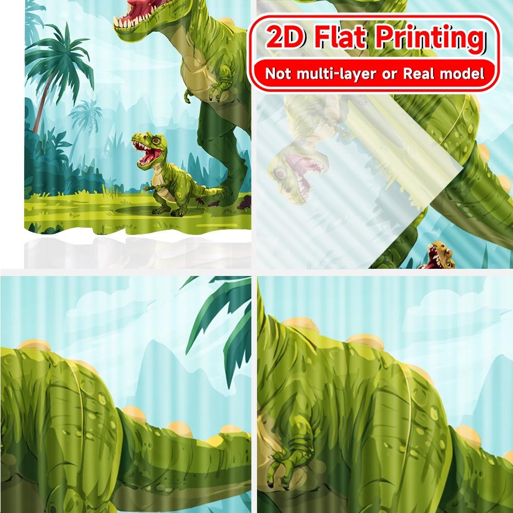 2D Flat Printing,2pcs Dino Kingdom Print Modern Curtains Durable 100% Polyester Fabric Curtains Festive Perfect for Living Room