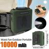 10000mAh Portable Waist Clip Fan with LED Light and Power Bank Strong Airflow Cooling Fan for Outdoor Play and Work