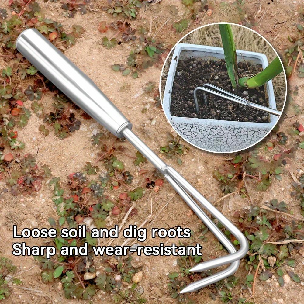 Thickened Stainless Steel Rake Set with a Conical Sharp Tooth Design, Ideal for Beach Digging And Clam Harvesting. Features a Mirror-End
