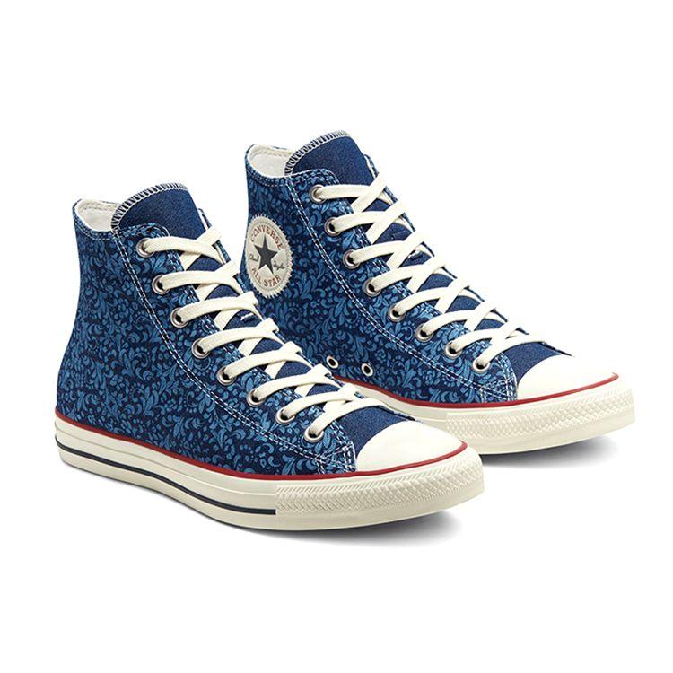 Converse Chuck Taylor All Star Vintage Versatile Casual High-Top Canvas Shoes Unisex Sneakers Blue Floral 168038C