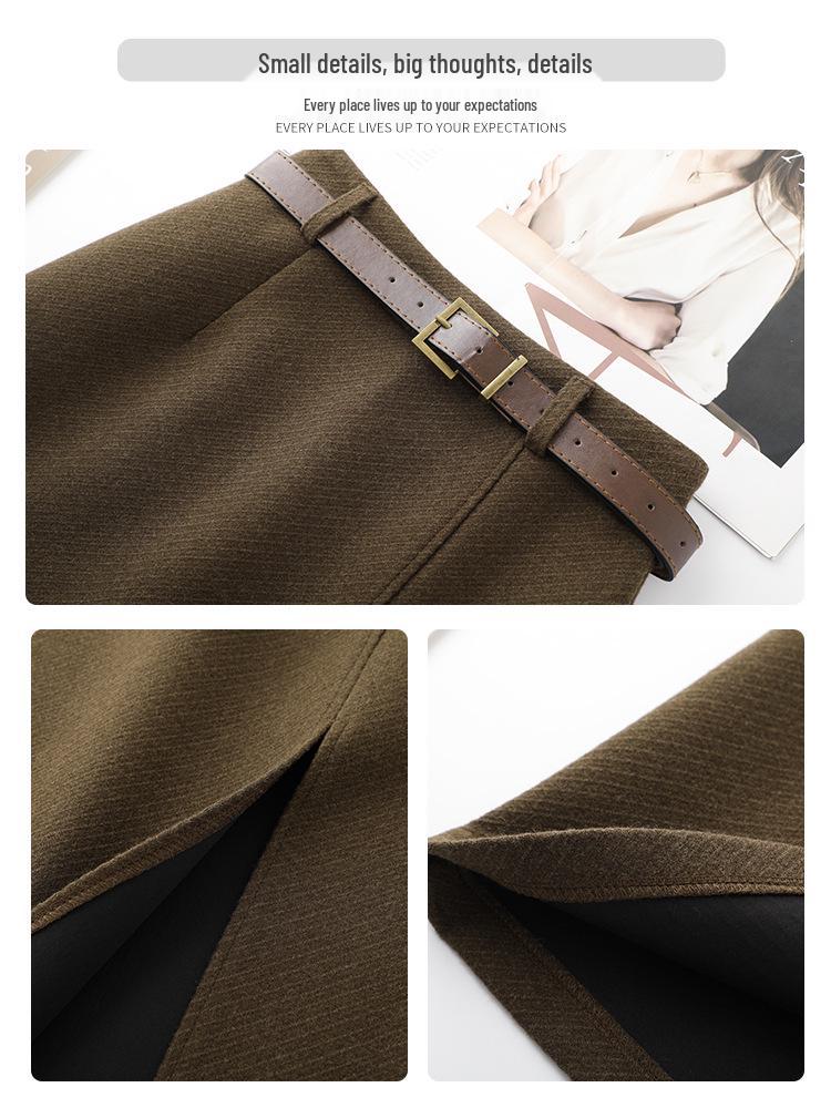 Woolen High-Waist A-Line Midi Skirt for Women - Winter 2025 Collection