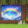 2D Plane, 1 Piece of Soft Rainbow Cloud and Starry Background Fabric, for Party, Wedding or Birthday Decoration