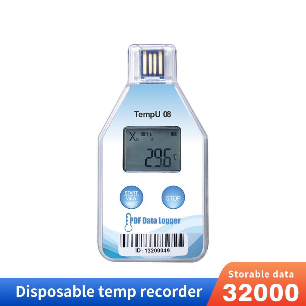 TempU08B Temperature & Humidity Data Logger IP67 Waterproof USB Temperature Recorder 32000 Sets Datalogger for Warehouse Storage