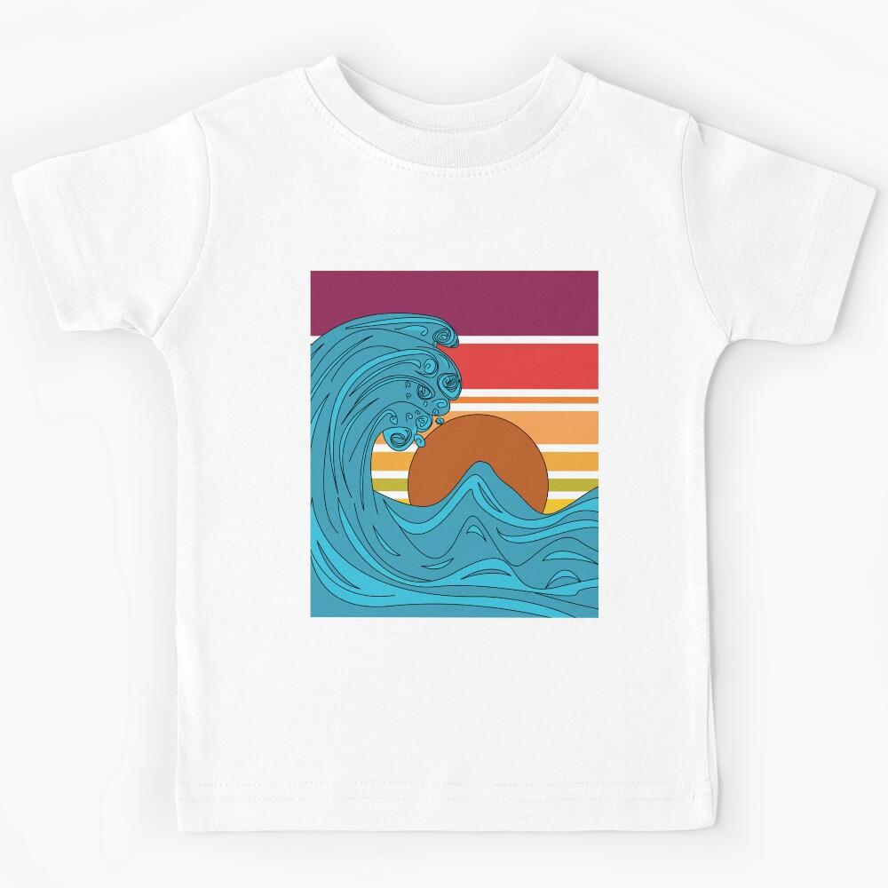 Big great Japanes wave , retro sunset style, the Great Wave off Kanagawa Kids T-Shirt 130