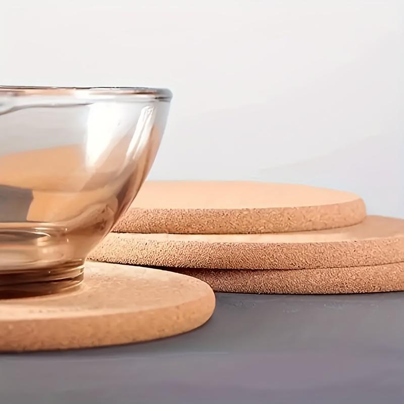 4Pcs Kitchen Heating Pads Cork Trivet Set Heat Resistant Thick Cork Coasters Hot Dishes Table Mat Round Cork Coaster Placemats