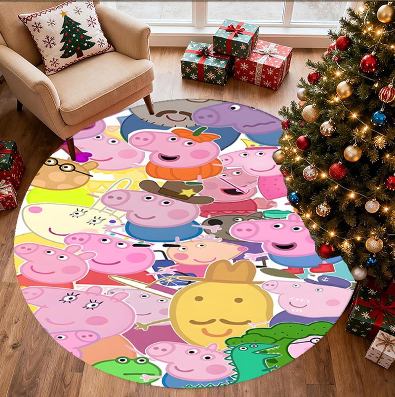 Cartoon animation Pattern Round Rug, Indoor/Outdoor Mat, for Picnic, Gameroom, Bedroom, Office, Living Room, Home Decor Carpet, Birthday Gift