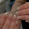 European & American Trendy French White False Nails with Rhinestones - Sparkly & Wearable Nail Tips