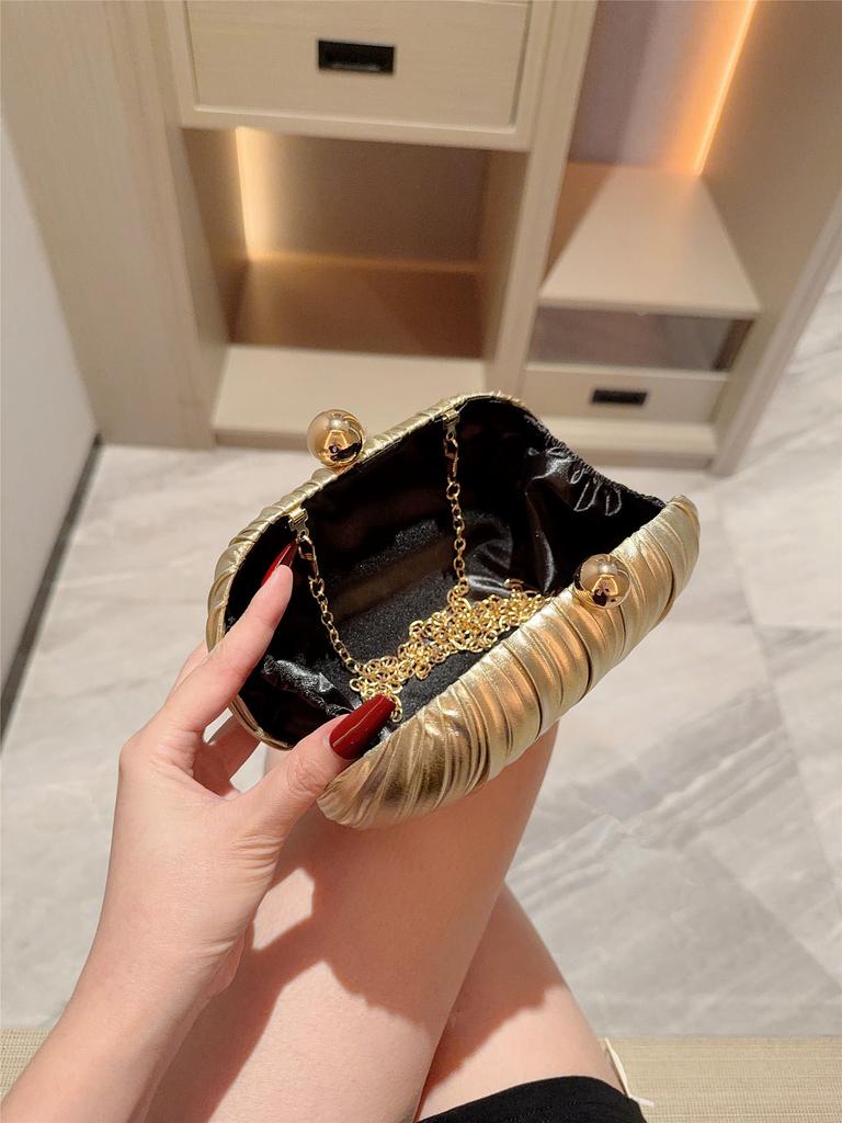 Gorgeous Oval Box Bag Clutch Bag Women's Banquet Evening Dress Clutch Bag with Cheongsam Wedding Chain Bag