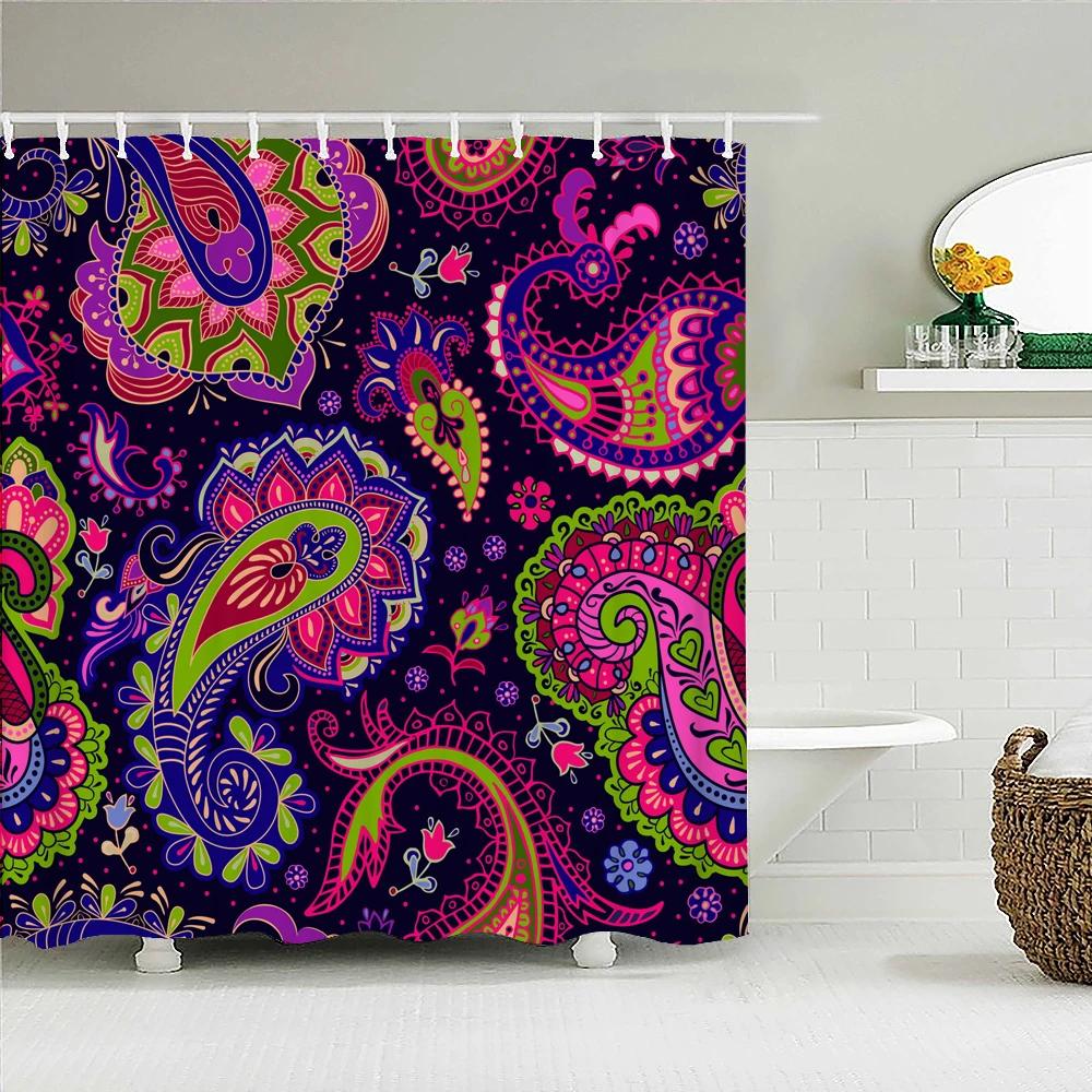 3D Printing Indian Boho Shower Curtain Bathroom Curtains With Hooks Bohemian Mandala Waterproof Fabric Bathtub Decor Screen
