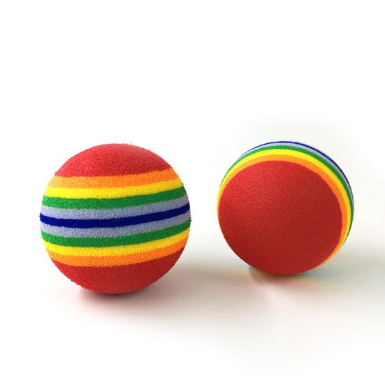 Funny Pet Dog Puppy Cat Rainbow Striped Chewing Interactive Ball Teething Toy