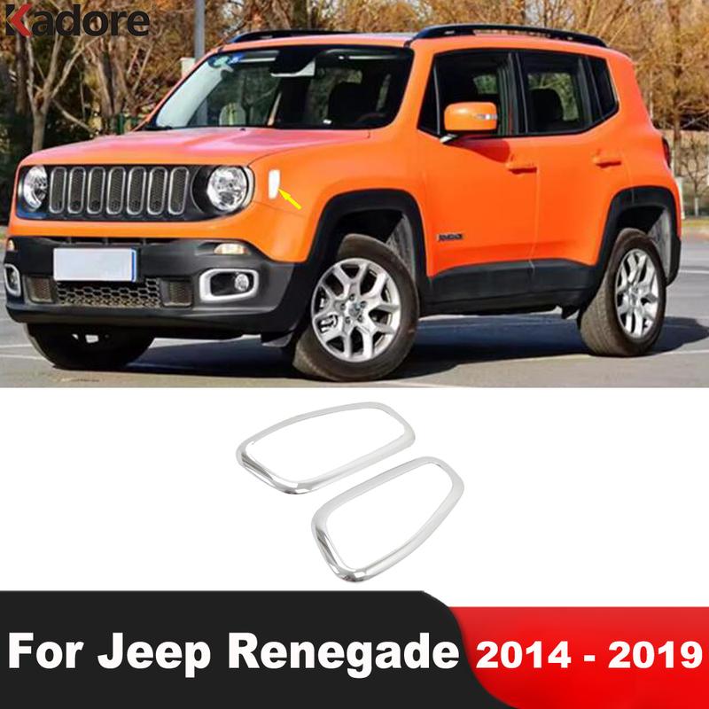 Side Signal Turn Light Lamp Cover Trim For Jeep Renegade 2014-2017 2018  Chrome Car Turning Lights Bezel Trims Accessories