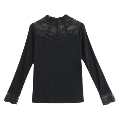 Lace Base Shirt for Women's Thin Mesh Style Spring and Autumn New Mid-neck Top Tulle Inner Wear Fashionable and Fashionable