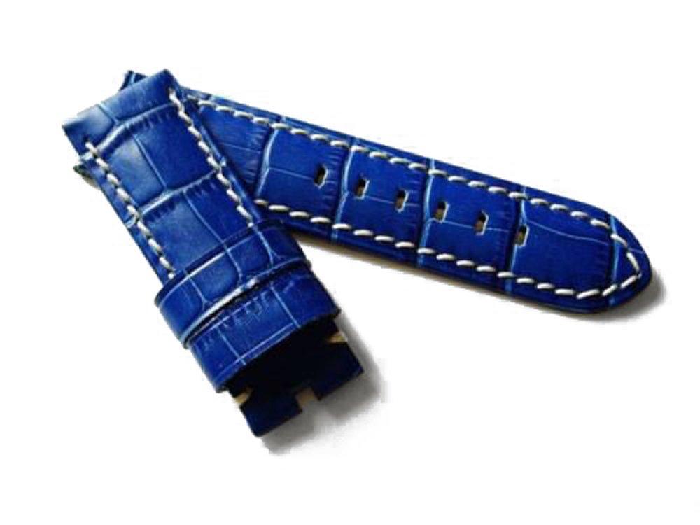 

PANERAI embossed crocodile mm D-buckle strap, leather, blue, 24/22 синий