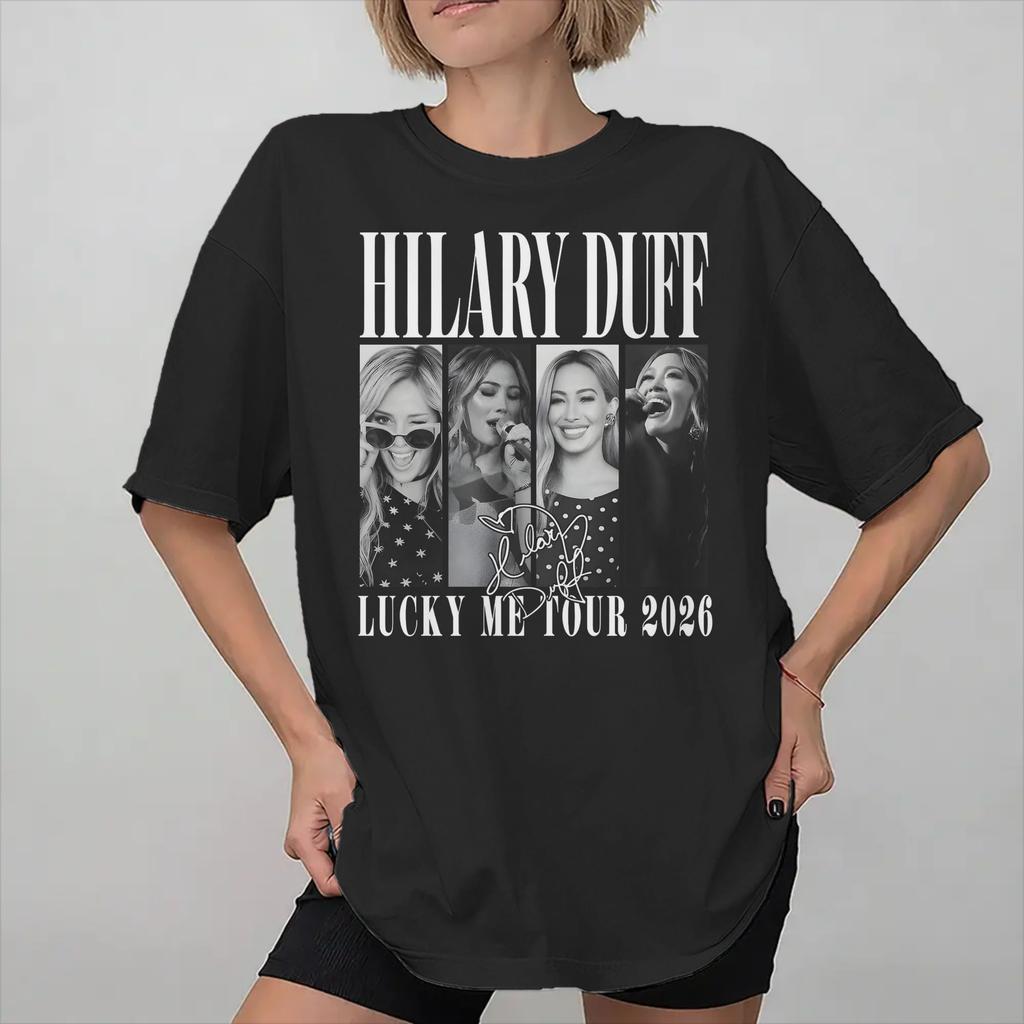 Hilary Duff Lucky Me Tour 2026 Printed T Shirts Women 100% Cotton Tee Shirt Clothes