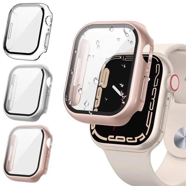 3 Pack Tempered Glass Cover for Watch Screen Protector Case 9 8 7 6 5 4 3 SE 40MM 41mm 46mm 45mm 10 42mm 38mm Accessories