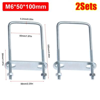 2Sets New Iron Square Clamp Right Angle U-bolt With Baffle Pipe U-clamp Screw M6 Squa Bolt